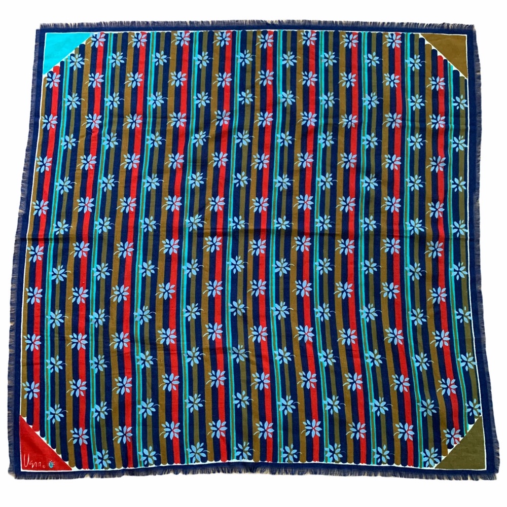 Vintage 60s Vera Neumann Striped Scarf Floral - Picture 8 of 9